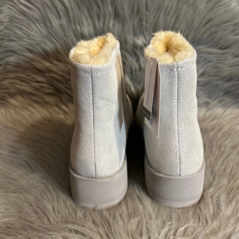 Time And Tru Platform Boots Womens Size 10 Sparkly Gray Booties Genuine Leather